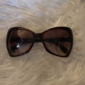 Tom Ford Jennifer gold and brown T bar sunglasses with velvet case